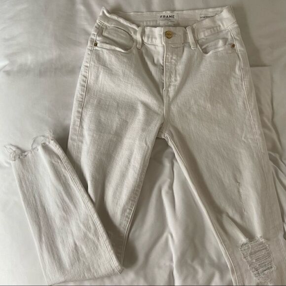 Frame Denim Le High Rise Skinny Crop White - Picture 2 of 10